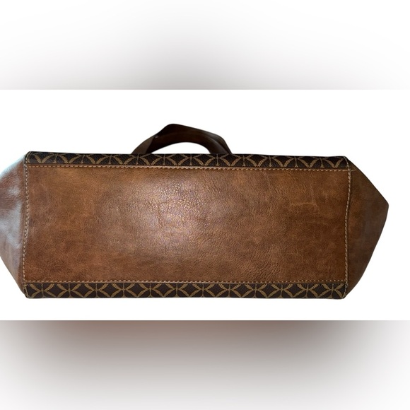 FOSSIL Mimi Shopper Tote brown tan geometric print shoulder bag NWOT - Picture 5 of 8